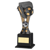 PEWTER/GOLD PLASTIC 'WEMBLEY' FIGURE ON BASE (1in CEN) - 8.5in